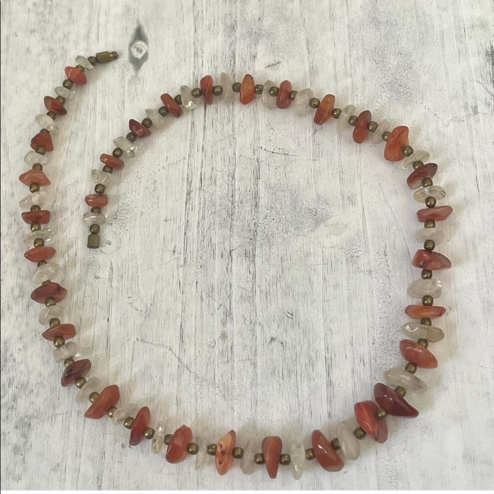 Carnelian and quartz necklace